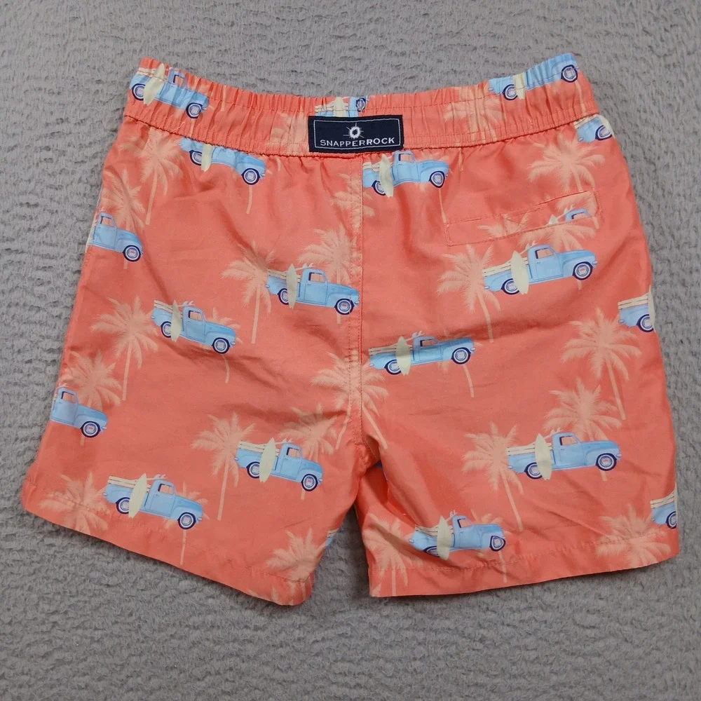 Snapper Rock Swim Trunks Youth 10–12 Orange Surf Truck Palm‎ Print